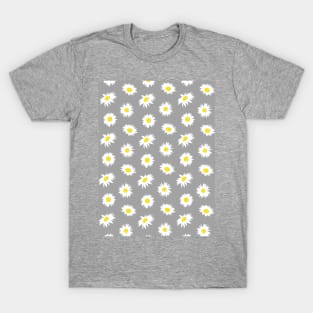 Daisy Ditsy Pattern on Grey T-Shirt